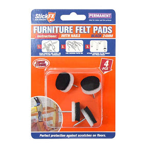 DURAMAX Furniture Felt Pads With Nails Black 24mm HAR-514