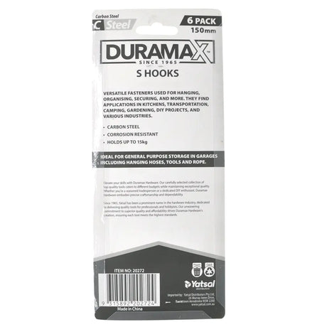 Packaging of Duramax hooks with product details on a white background