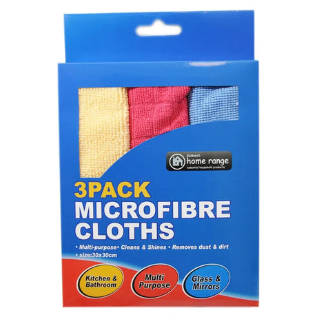 Pack of 3 microfibre cloths with Durmac branding on a blue background