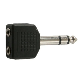 Black audio plug on a white background