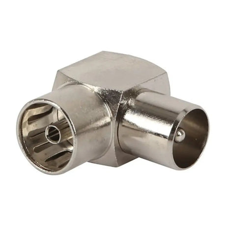 Metallic T-shaped connector on a white background
