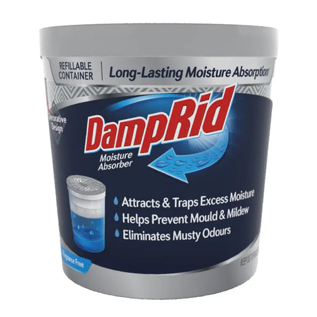 DampRid moisture absorber container on a white background