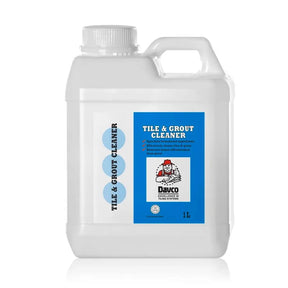 Tile and grout cleaner container with blue label on a white background