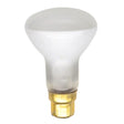Light bulb with frosted glass and gold base on a white background