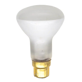 Light bulb with frosted glass and gold base on a white background