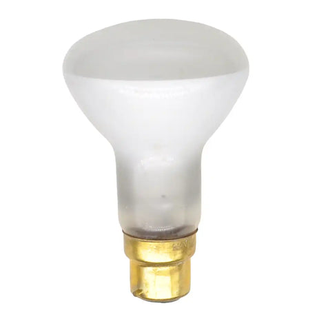 Light bulb with frosted glass and gold base on a white background