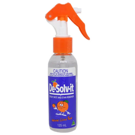 De-Solv-it spray bottle with orange nozzle on a white background