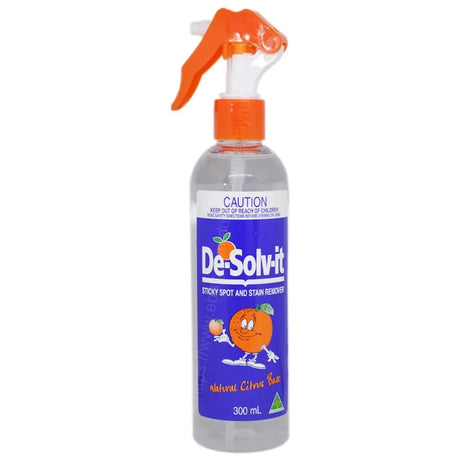 De-Solv-it spray bottle with orange nozzle on a white background