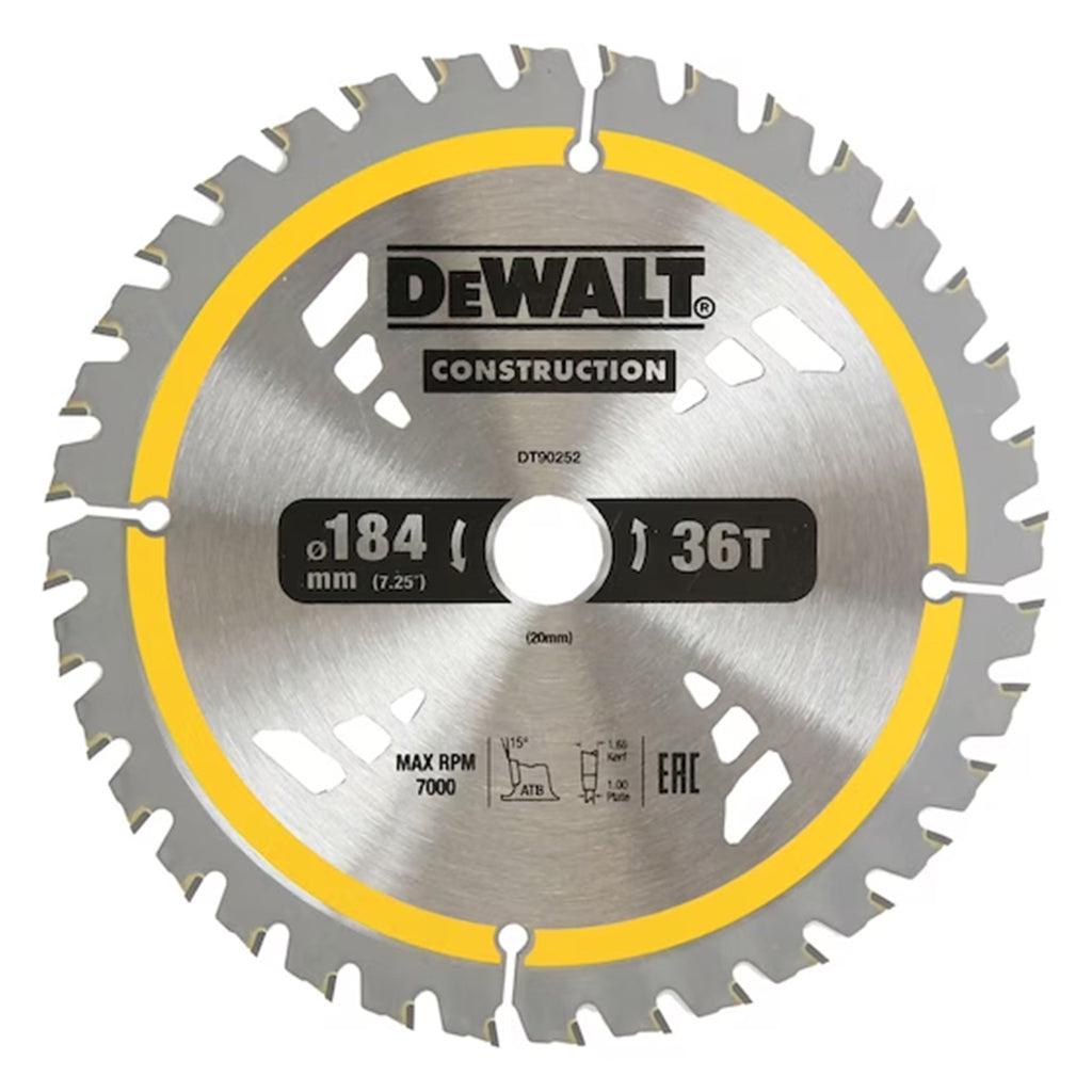 DeWalt Construction Circular Saw Blade 184mm 36T (16/20mm) DT90252-QZ