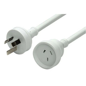 White electrical plug and socket on a white background