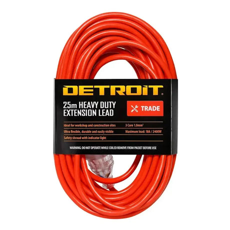Red extension lead with 'Detroit' branding on a white background