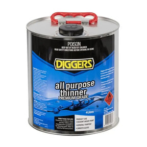 Diggers all-purpose thinner can on a white background