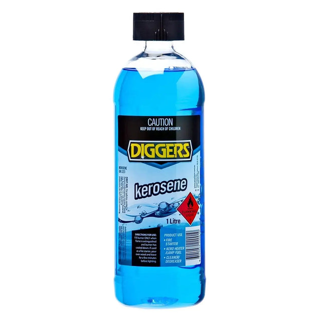 Bottle of Diggers kerosene on a white background
