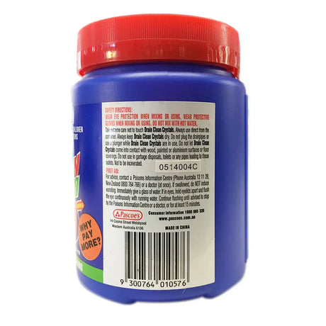 Blue container with red lid and white label on a white background