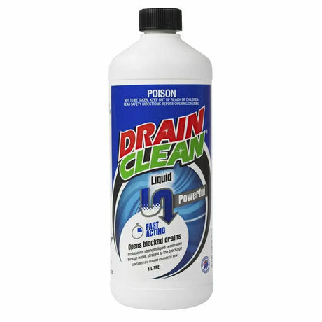 Bottle of Drain Clean liquid on a white background