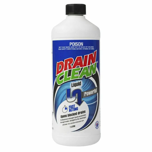 Bottle of Drain Clean liquid on a white background