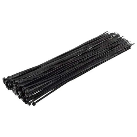 Bunch of black cable ties on a white background