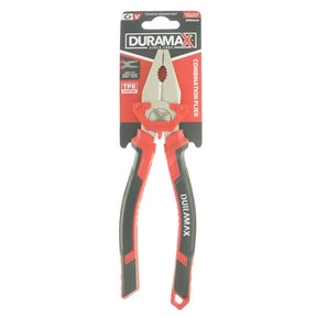 Duramax combination pliers with packaging on a white background