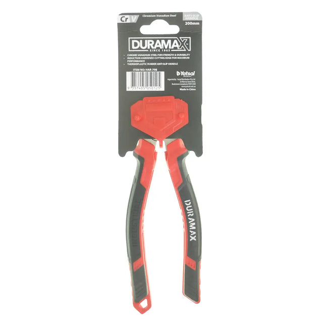 Red and black pliers with Duramax packaging on a white background