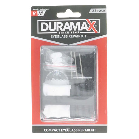 Duramax compact eyeglass repair kit packaging on a white background