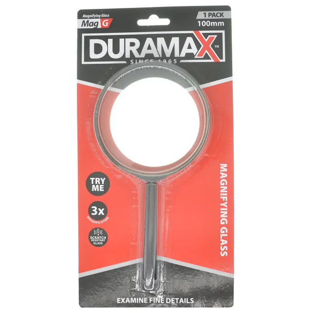 Duramax magnifying glass packaging on a white background
