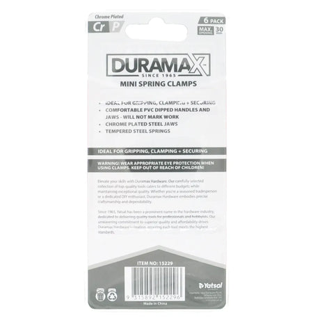 Duramax Mini Metal Spring Clamps 30mm Opening 6Pcs 15229