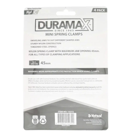 Duramax mini spring clamps packaging on a white background