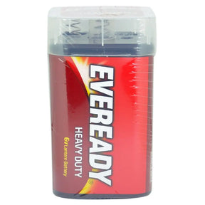 Eveready heavy-duty lantern battery in red and gray packaging on a white background