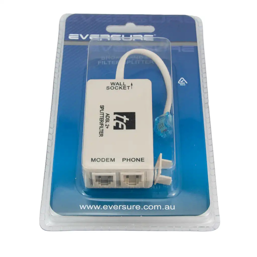 Eversure wall socket splitter in packaging on a white background