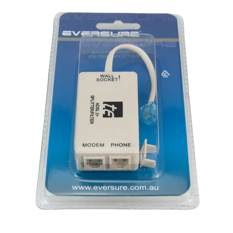 Eversure wall socket splitter in packaging on a white background