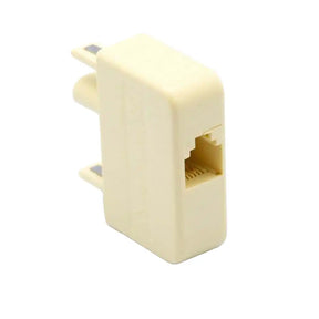 Beige Ethernet cable adapter on a white background