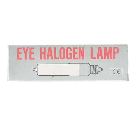 Label for an 'Eye Halogen Lamp' with a graphic of the lamp on a white background.