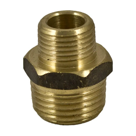 Brass plumbing fitting on a white background