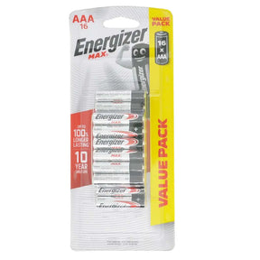Pack of Energizer AAA batteries with packaging on a white background