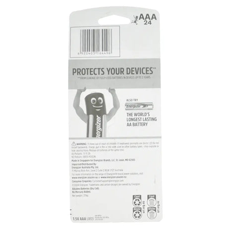 Energizer battery packaging with a cartoon character on a white background