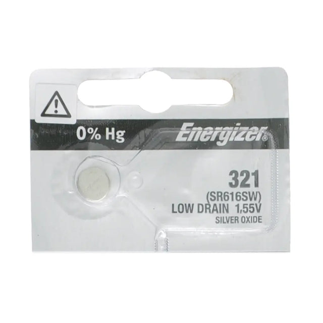 Energizer 321 battery in packaging on a white background