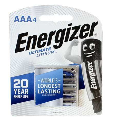 Energizer AAA lithium battery pack on a white background