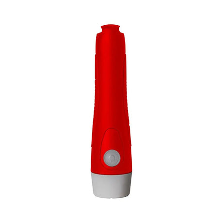 Red and gray electronic device on a white background