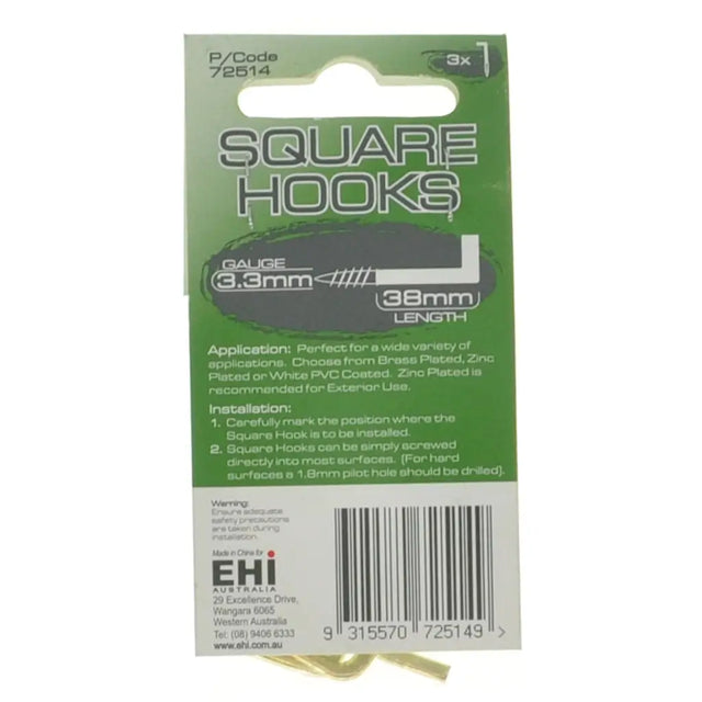 Packaging of square hooks with green and white design