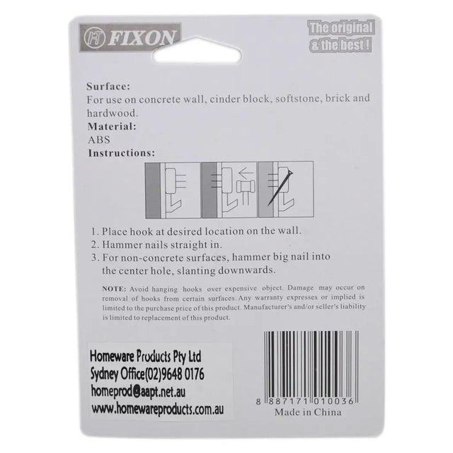 Back of a Fixon product packaging with text and instructions.