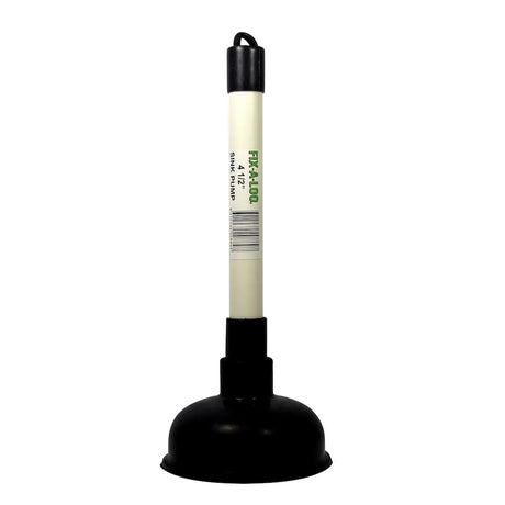 A 4 1/2 inch Teflon-plastic siphon plug with a black rubber suction cup base and black plastic top, featuring a white label with green Teflon branding.