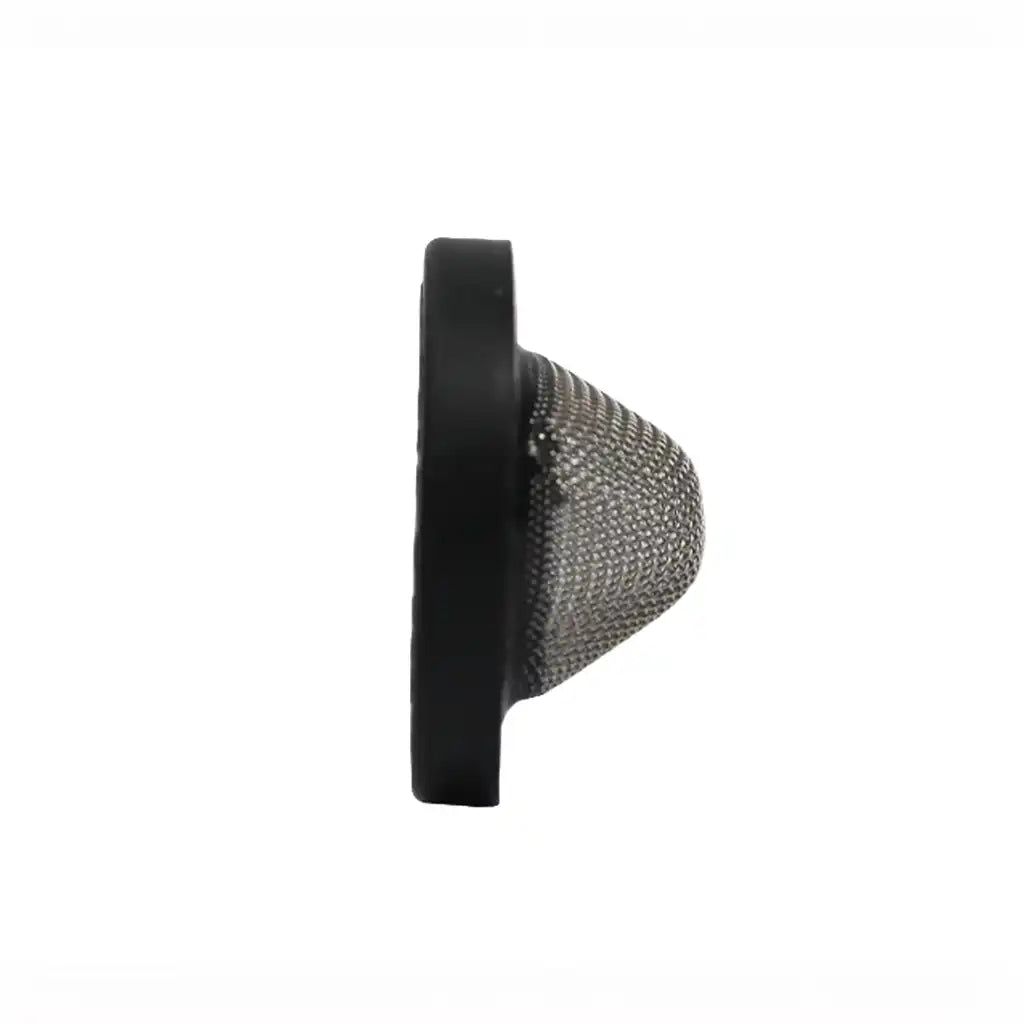 Black mesh filter on a white background
