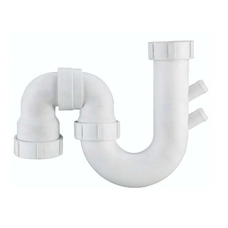 White plastic plumbing fixture on a white background
