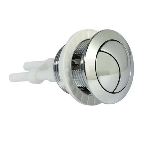 Chrome sink drain assembly on a white background
