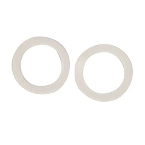 Two white circular gaskets on a white background