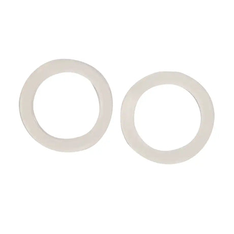 Two white circular gaskets on a white background