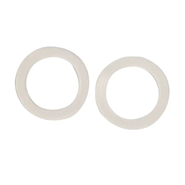 Two white circular gaskets on a white background