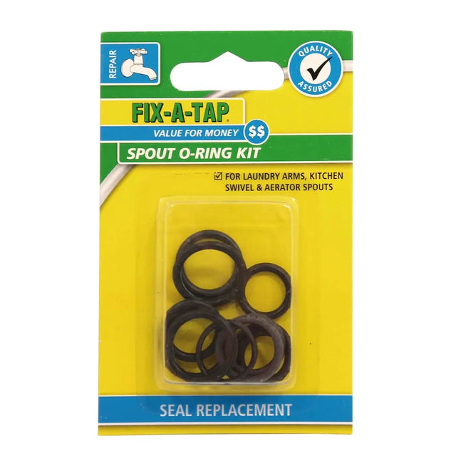 Spout o-ring kit packaging with Fix-A-Tap branding on a white background