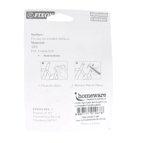 Packaging of Fixon DIY felt pads with instructions and branding details.