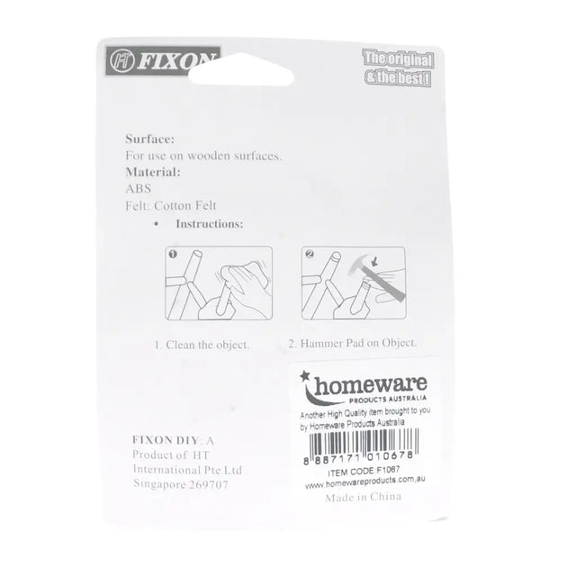 Packaging of Fixon DIY felt pads with instructions and branding details.